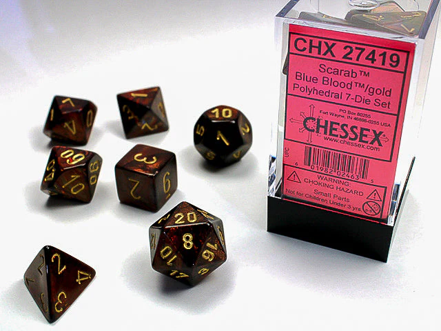 Scarab® Polyhedral Blue Blood™/gold 7-Die Set