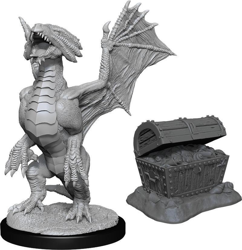 Nolzur's Marvelous Miniatures: Bronze Dragon Wyrmling & Pile of Sea Found Treasure