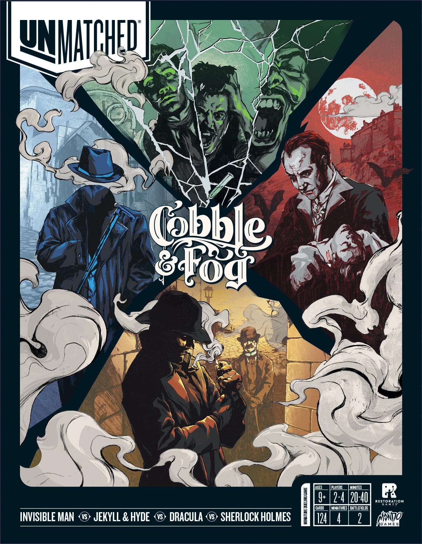 Unmatched: Cobble & Fog - Invisible Man, Sherlock, Dracula, Jekyll & Hyde